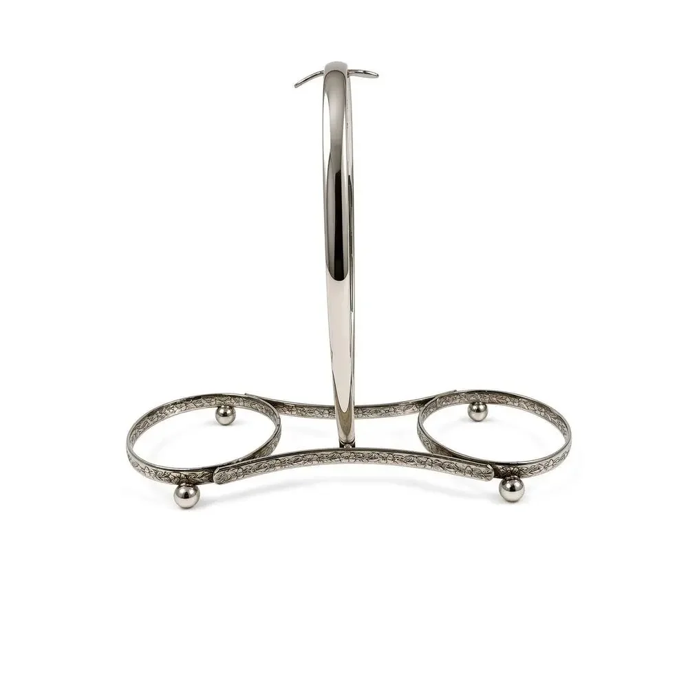 Vintage Silverplate Double Napkin Ring Stand, Victorian Floral Engraved Holder
